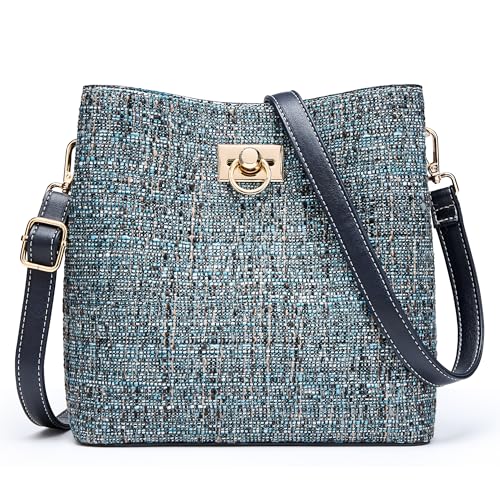 KALIDI FANCY FOREST Kleine Umhängetasche Damen, Leder Crossbody Bag Damen, Stylische Handtasche mit Verstellbarem Gurt,Blau von KALIDI FANCY FOREST