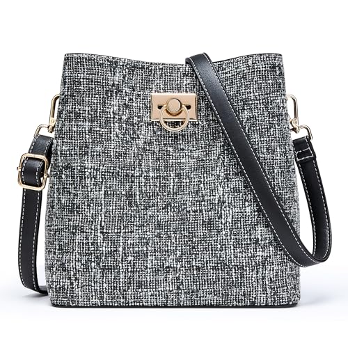 KALIDI FANCY FOREST Kleine Umhängetasche Damen, Leder Crossbody Bag Damen, Stylische Handtasche mit Verstellbarem Gurt,Schwarz von KALIDI FANCY FOREST