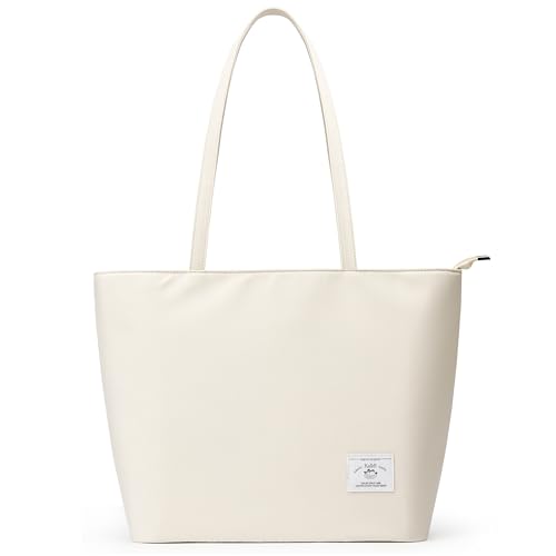 KALIDI Wasserdichte Tote Bag mit Reißverschluss – Leichte Shopper Schulter Tasche für Arbeit Uni,Beige von KALIDI FANCY FOREST