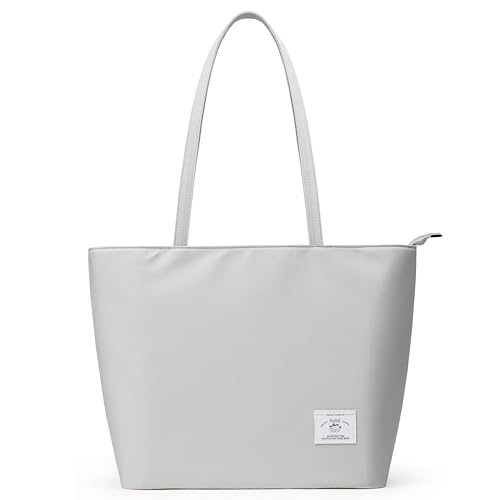 KALIDI Wasserdichte Tote Bag mit Reißverschluss – Leichte Shopper Schulter Tasche für Arbeit Uni,Grau von KALIDI FANCY FOREST