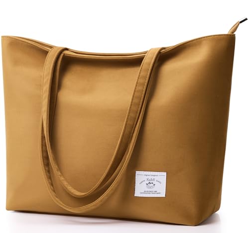 KALIDI FANCY FOREST Wildleder Handtasche Damen Große Henkeltaschen Tote Bag Shopper mit Reißverschluss Schultertasche für Arbeit Schule Einkauf, Bruan von KALIDI FANCY FOREST