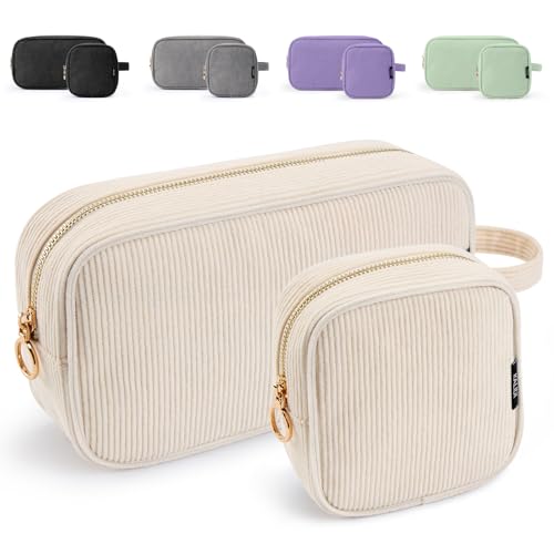 KALIDI Make Up Tasche Cord Kosmetiktasche Damen Tragbar Schminktasche mit Fächern MetallreißVerschluss Kosmetiktaschen Reise Makeup Organizer Make-up Bag Kulturtasche für Frauen Mädchen von KALIDI FANCY FOREST