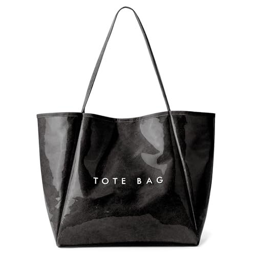 KALIDI PVC Handtasche Damen Groß Tote Bag Kraftpapier Shopper Tasche Damen Umhängetasche Hobo Bag für Schule Büro Arbeit Reisen Ausflug Einkauf von KALIDI FANCY FOREST