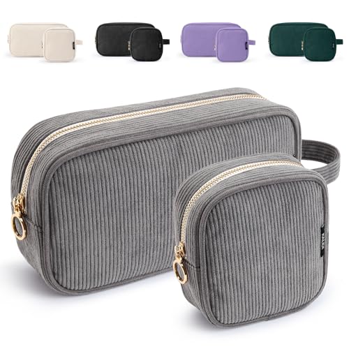 KALIDI Schminktasche Damen Cord Make Up Tasche Kosmetiktasche Tragbar mit Fächern MetallreißVerschluss Kosmetiktaschen Reise Makeup Organizer Make-up Bag Kulturtasche für Frauen Mädchen von KALIDI FANCY FOREST