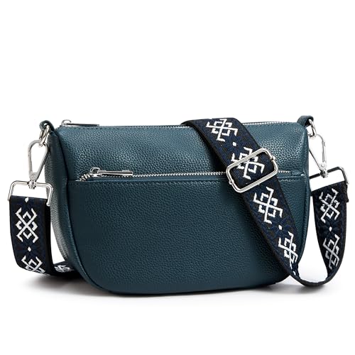 KALIDI Umhängetasche Damen Klein Kunstleder Handtasche Damen Mittelgroß Crossbody Bag Bauchtasche für Schule Büro Arbeit Reisen Ausflug Einkauf von KALIDI FANCY FOREST