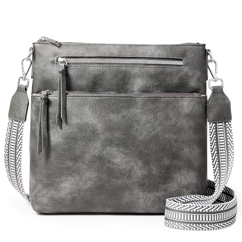 KALIDI Veganes Leder Handtasche Damen Groß Umhängetasche Damen Mittelgroß mit Verstellbarem Gurt Crossbody Bag für Schule Büro Arbeit Reisen Ausflug Einkauf von KALIDI FANCY FOREST