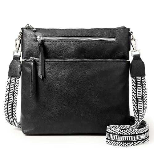 KALIDI Veganes Leder Handtasche Damen Groß Umhängetasche Damen Mittelgroß mit Verstellbarem Gurt Crossbody Bag für Schule Büro Arbeit Reisen Ausflug Einkauf von KALIDI FANCY FOREST