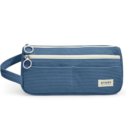 KALIDI Cord-Stoff Federmäppchen Aesthetic Mäppchen große Federmappe Mädchen Junge Teenager Erwachsene Schlamppermäppchen Pencil Case mit Tragegriff für Schule Büro von KALIDI