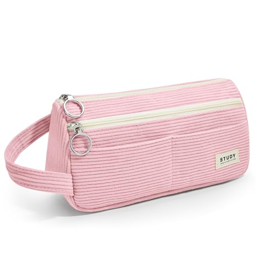 KALIDI Cord-Stoff Federmäppchen Aesthetic Mäppchen große Federmappe Mädchen Junge Teenager Erwachsene Schlamppermäppchen Pencil Case mit Tragegriff für Schule Büro von KALIDI