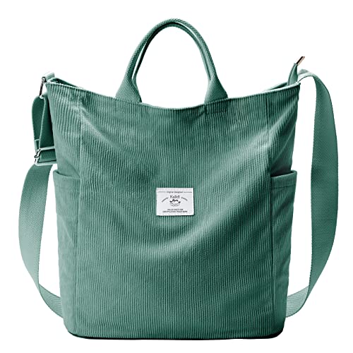 KALIDI Damen Handtasche Cord Shopper Schultertasche Casual Umhängetaschen Groß für Schule Arbeit Alltag Einkauf von KALIDI