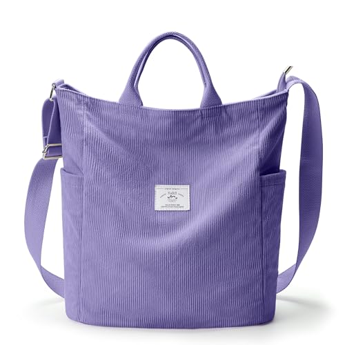 KALIDI Damen Handtasche Cord Shopper Schultertasche Casual Umhängetaschen Groß für Schule Arbeit Alltag Einkauf von KALIDI