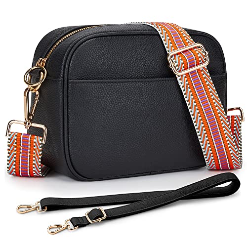 KALIDI Damen Umhängetasche, stylisch Veganem Leder Breiter Gurt Crossbody Schultertasch mit 2 abnehmbarem Schultergurt für tägliches Arbeiten, Einkaufen, Verabredungen, Reisen von KALIDI