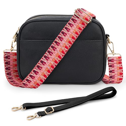 KALIDI Damen Umhängetasche, stylisch Veganem Leder Breiter Gurt Crossbody Schultertasch mit 2 verstellbaren Riemen für tägliches Arbeiten, Einkaufen, Verabredungen, Reisen von KALIDI