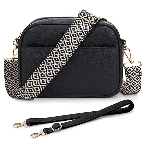 KALIDI Damen Umhängetasche, stylisch Veganem Leder Breiter Gurt Crossbody Schultertasch mit 2 verstellbaren Riemen für tägliches Arbeiten, Einkaufen, Verabredungen, Reisen von KALIDI