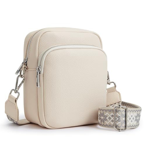 KALIDI Damen Umhängetasche Leder Handytasche zum umhängen Handy Taschen RFID-Blockierung Crossbody Tasche mit abnehmbarem breiten Gurt von KALIDI