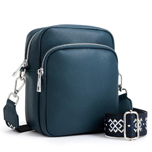 KALIDI Damen Umhängetasche Leder Handytasche zum umhängen Handy Taschen RFID-Blockierung Crossbody Tasche mit abnehmbarem breiten Gurt von KALIDI