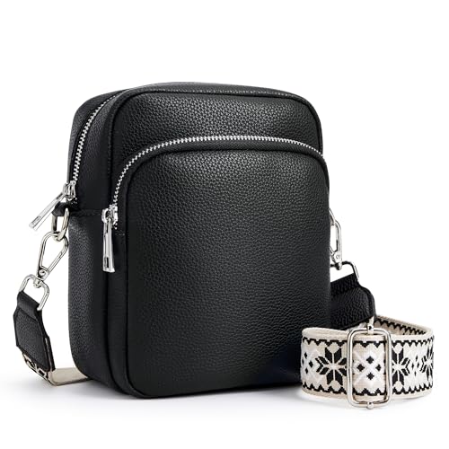 KALIDI Damen Umhängetasche Leder Handytasche zum umhängen Handy Taschen RFID-Blockierung Crossbody Tasche mit abnehmbarem breiten Gurt von KALIDI