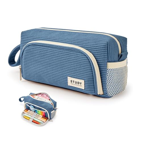 KALIDI Federmäppchen Cord-Stoff Pencil case Mäppchen mit grossem Fassungsvermögen Schreibwarenbeutel Bleistift Beutel für Middle School College Office Studentin Mädchen Geschenk von KALIDI