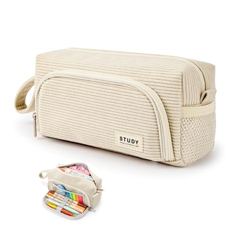 KALIDI Federmäppchen Cord-Stoff Pencil case Mäppchen mit grossem Fassungsvermögen Schreibwarenbeutel Bleistift Beutel für Middle School College Office Studentin Mädchen Geschenk von KALIDI