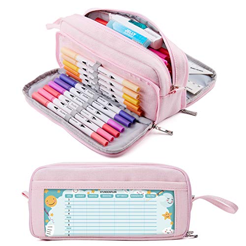 KALIDI Federmäppchen mit 3 Fächer Große Kapazität Mäppchen Federtasche Stiftetasche Pencil Case Bleistifttasche für Schule & Büro von KALIDI