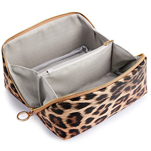 KALIDI Groß Kapazität Kosmetiktasche Damen Mäppchen Make Up Bag Schminktasche Federmäppchen Kosmetik Reise Täschchen Kosmetikbeutel mit fächern (Leopard-2) von KALIDI