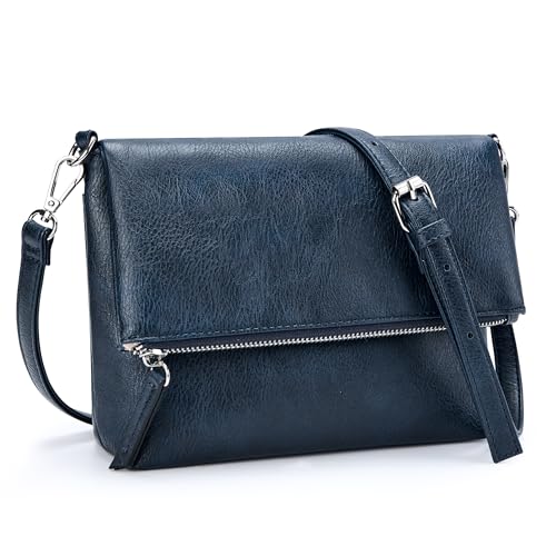 KALIDI Kleine Damen Umhängetaschen Veganes PU Leder Handtasche Crossbody Schultertasche Diebstahlschutz Mehrfach Taschen mit Verstellbar Abnehmbar Schultergurt Blau von KALIDI