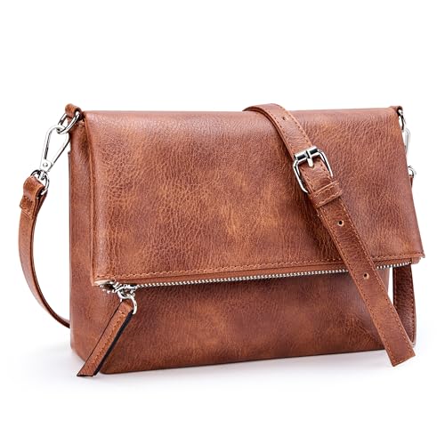 KALIDI Kleine Damen Umhängetaschen Veganes PU Leder Handtasche Crossbody Schultertasche Diebstahlschutz Mehrfach Taschen mit Verstellbar Abnehmbar Schultergurt Braun von KALIDI