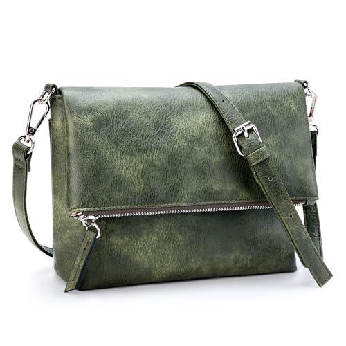 KALIDI Kleine Damen Umhängetaschen Veganes PU Leder Handtasche Crossbody Schultertasche Diebstahlschutz Mehrfach Taschen mit Verstellbar Abnehmbar Schultergurt Grün von KALIDI