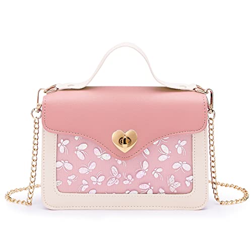 KALIDI Kleine Mädchen Handtaschen Herzförmiges Schloss Mädchen Geldbörse Mini Crossbody Taschen Kette Kinder Handtasche Schultertasche für Mädchen Kinder Kleinkind Teens, rose, INCH von KALIDI