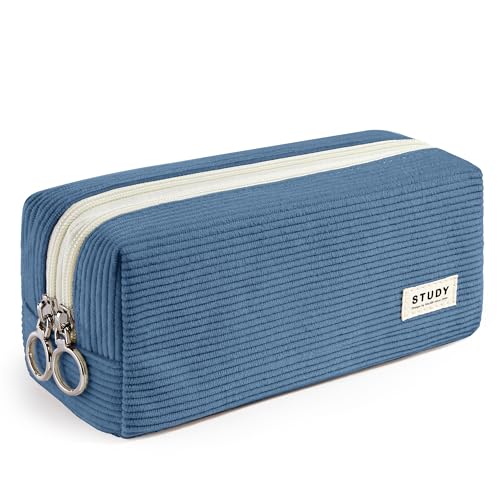 KALIDI Mäppchen Federmäppchen mit 2 Fach Mädchen Teenager Stiftetasche Stiftemappe Cord-Stoff Federtasche Pencil Case Schulmäppchen von KALIDI