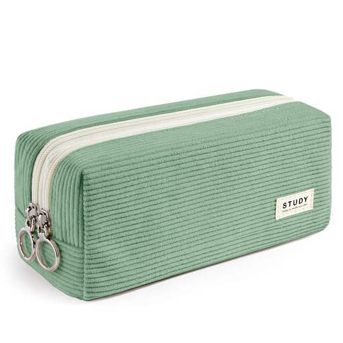 KALIDI Mäppchen Federmäppchen mit 2 Fach Mädchen Teenager Stiftetasche Stiftemappe Cord-Stoff Federtasche Pencil Case Schulmäppchen von KALIDI