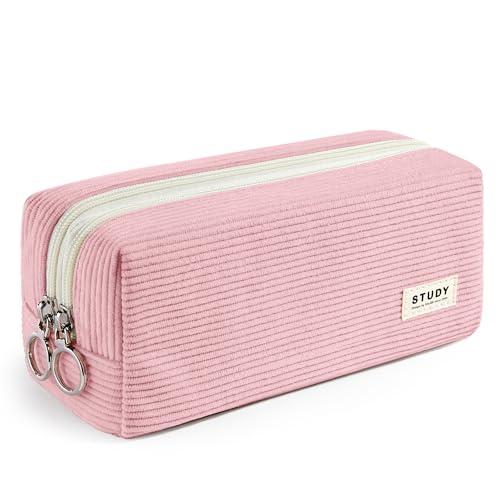 KALIDI Mäppchen Federmäppchen mit 2 Fach Mädchen Teenager Stiftetasche Stiftemappe Cord-Stoff Federtasche Pencil Case Schulmäppchen von KALIDI