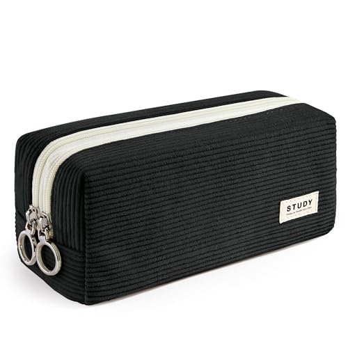 KALIDI Mäppchen Federmäppchen mit 2 Fach Mädchen Teenager Stiftetasche Stiftemappe Cord-Stoff Federtasche Pencil Case Schulmäppchen von KALIDI