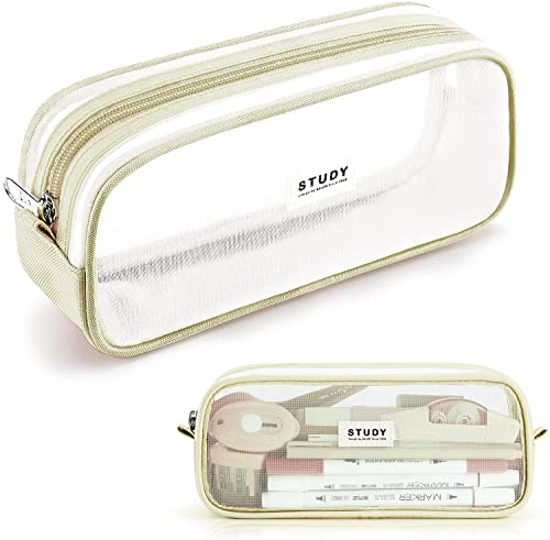 KALIDI Mäppchen Teenager Mädchen Federtaschen Grün, Groß Etui Schule, Farbig Federmäppchen durchsichtig, Transparent Federmappen Damen, Stiftetasche Pencil Case Schulsachen Schlamppermäppche, Khaki von KALIDI