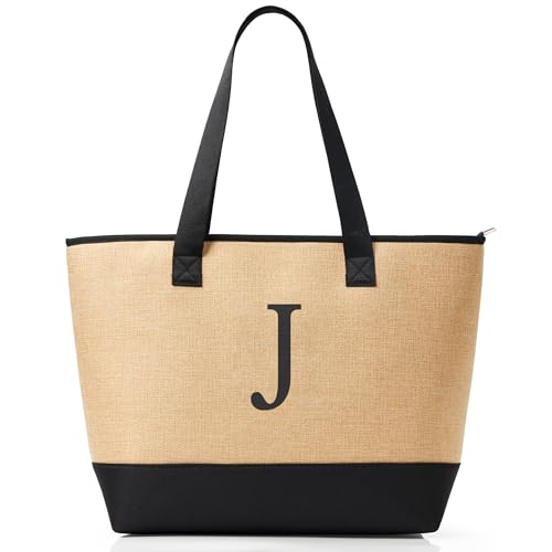 KALIDI Personalisierte Tasche Damen Handtasche Tote Bag Strandtasche mit Reißverschluss Shopper Tasche Groß Schultertasche für Frauen Bräute Brautjungfern,Arbeit,Reisen,Einkaufen,Schule von KALIDI