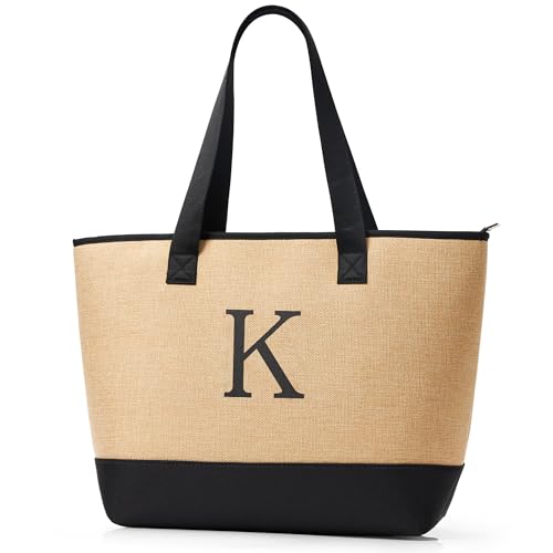 KALIDI Personalisierte Tasche Damen Handtasche Tote Bag Strandtasche mit Reißverschluss Shopper Tasche Groß Schultertasche für Frauen Bräute Brautjungfern,Arbeit,Reisen,Einkaufen,Schule von KALIDI