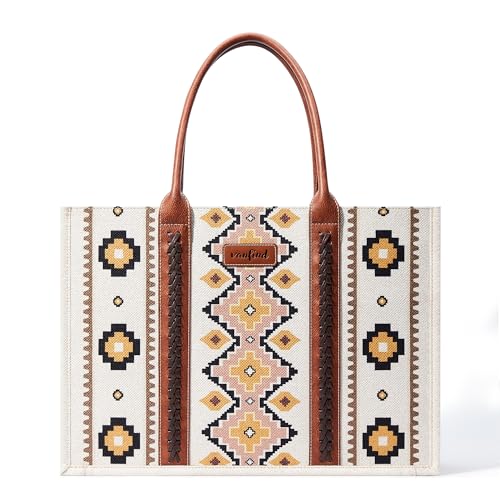 KALIDI Tote Bag Damen Shopper Aztec Crossbody Bag Handtasche Tasche Damen Umhängetasche mit verstellbarem Gurt für Arbeit Büro Reisen Einkaufen Schule von KALIDI
