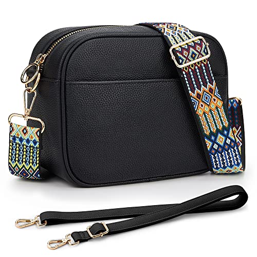 KALIDI Damen Umhängetasche, stylisch Veganem Leder Breiter Gurt Crossbody Schultertasch mit 2 abnehmbarem Schultergurt für tägliches Arbeiten, Einkaufen, Verabredungen, Reisen von KALIDI