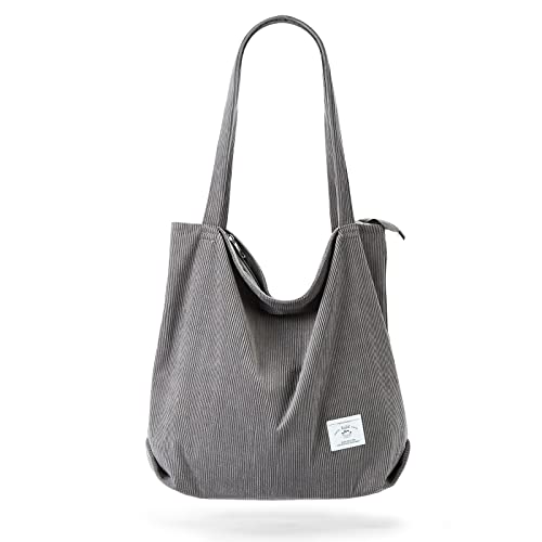 KALIDI cord Tasche Damen Umhängetasche mit Reißverschluss,Groß Shopper Tasche Tote Bag Handtasche Schultertaschen für Arbeit Büro Reisen Einkaufen Schule und Alltag von KALIDI