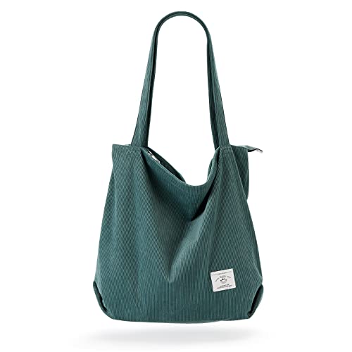 KALIDI cord Tasche Damen Umhängetasche mit Reißverschluss,Groß Shopper Tasche Tote Bag Handtasche Schultertaschen für Arbeit Büro Reisen Einkaufen Schule und Alltag von KALIDI