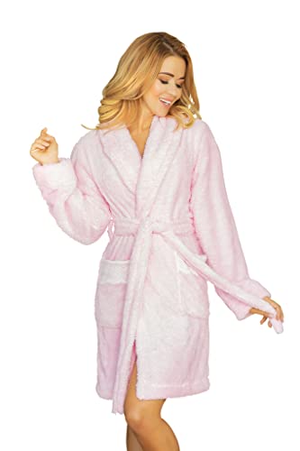 KALIMO Damen Paleo Morgenmantel mit 3/4 Ärmeln | Farbe: Rosa | Größe: S | Material: Polyester | Gestrickter Stoff | Riemen | Bademantel, Hauskleid, Bathrobe, Hausmantel, Morgenrock, Nachthemd von Kalimo