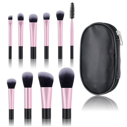 10 Stück Mini Make Up Pinsel Set mit Aufbewahrungstasche Reise Make-up Pinsel-Set Professionelles Pinselset Makeup Tragbarer Schminkpinsel Set für Wimpern Foundation Lidschatten Kontur Rouge von KALIONE