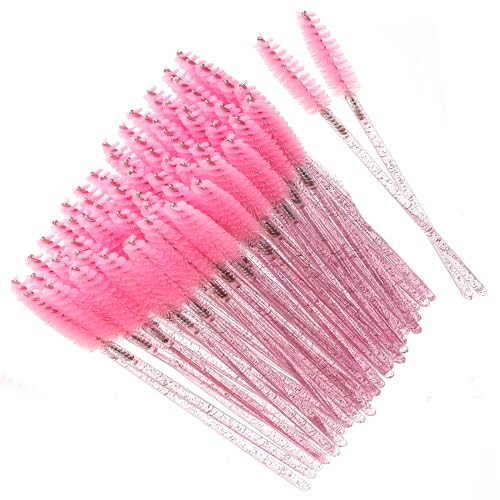 100 Stück Wimpernbürste, Mascara Applikator Pinsel Kristall Wimpernbürsten Wimpern-Applikator-Bürste Mascara-Wimpernbürsten für Wimpernverlängerungen Wimpernbürsten für Make-up (Rosa) von KALIONE