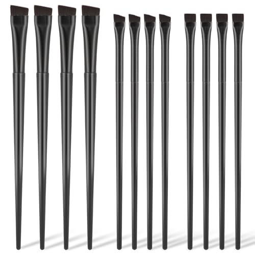 12 Pack Angled Eyeliner Eyebrow Brush Set, Flat Eyebrow Tint Brush, Ultra Thin Eyeliner Eyeshadow Eyebrow Brush, Fine Slanted Eyebrow Brush Applicator, Eye Makeup Brush Applicator von KALIONE