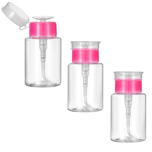 3 Stück Nagellackentferner Pumpflasche 150 ml Nagellackentferner Flasche mit Pumpspender zum Herunterdrücken, leere Pumpspenderbehälter für Nagellack und Make-up-Entferner, durchsichtige klein von KALIONE