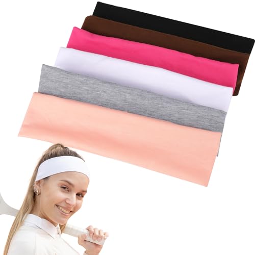 6 Pack Yoga Headbands, Schweiß Haarbänder, Stoff-Stirnbänder, Haarband Damen, Sommer Stirnband, Elastische Stirnbänder, Dehnbare Stirnbänder, Modische Sport-Haarbänder für Frauen und Mädchen von KALIONE