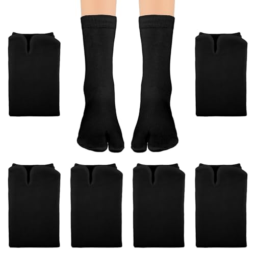 KALIONE 6 Paar Flip-Flop-Socken, geteilte Zehensocken elastische Tabi unisex Socken Unisex Baumwolle geteilte Zehensocken elastische Socken für Damen und Herren (schwarz) von KALIONE