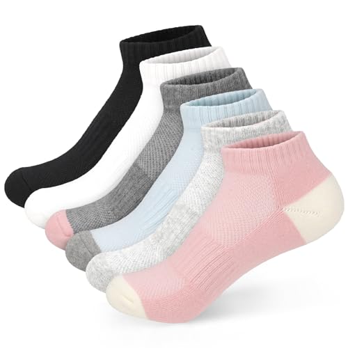 KALIONE Damen Sneaker Socken, Baumwollsocken Damen niedliche Crew-Socken atmungsaktive weiche Socken bequeme Sneaker-Socken Damen-Laufsocken für Mädchen und Frauen (6 Paar) von KALIONE