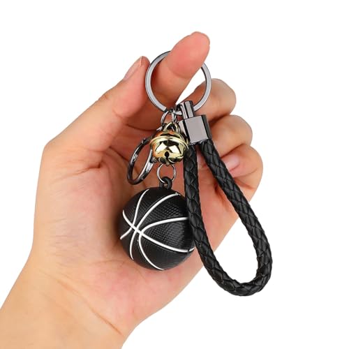 KALIONE Basketball Geschenk Schlüsselanhänger, Neuartige Sportball Schlüsselbund mit Goldenen Glocken für Sportfan, Kinder, Inspirierendes Geschenk Partygeschenke (Schwarz+Schwarz) von KALIONE