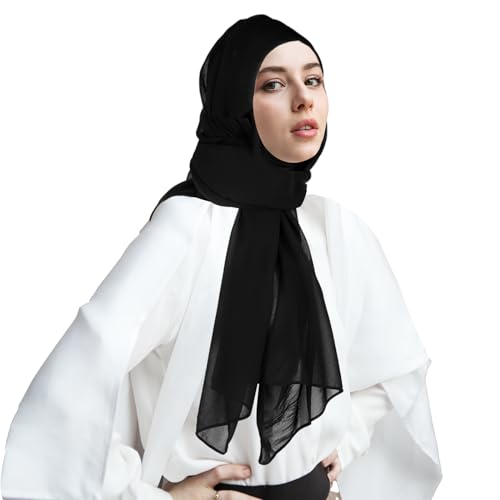 KALIONE Hijab Kopftuch Für Frauen, Muslimisch Frauen Schal Kleider Damen Schal Weicher Hijab Moderne Kopftücher FüR Frauen Kopftuch Dünner Schal GroßEr Schal Hijab Für Frauen Und Mädchen (Schwarz) von KALIONE